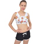 Seamless Pattern Vector Owl Cartoon With Bugs V-Back Sports Bra