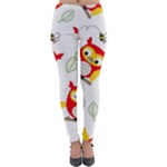 Seamless Pattern Vector Owl Cartoon With Bugs Lightweight Velour Leggings