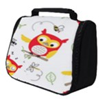 Seamless Pattern Vector Owl Cartoon With Bugs Full Print Travel Pouch (Small)
