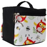 Seamless Pattern Vector Owl Cartoon With Bugs Make Up Travel Bag (Big)