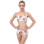 Seamless Pattern Vector Owl Cartoon With Bugs Layered Top Bikini Set