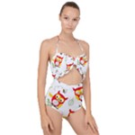 Seamless Pattern Vector Owl Cartoon With Bugs Scallop Top Cut Out Swimsuit