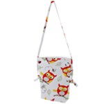 Seamless Pattern Vector Owl Cartoon With Bugs Folding Shoulder Bag