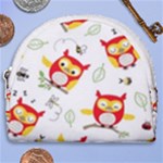 Seamless Pattern Vector Owl Cartoon With Bugs Horseshoe Style Canvas Pouch