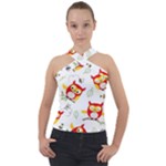 Seamless Pattern Vector Owl Cartoon With Bugs Cross Neck Velour Top