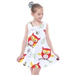 Seamless Pattern Vector Owl Cartoon With Bugs Kids  Summer Dress