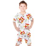 Seamless Pattern Vector Owl Cartoon With Bugs Kids  T-Shirt and Shorts Set