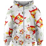 Seamless Pattern Vector Owl Cartoon With Bugs Kids  Zipper Hoodie Without Drawstring
