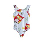 Seamless Pattern Vector Owl Cartoon With Bugs Kids  Frill Swimsuit