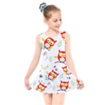 Seamless Pattern Vector Owl Cartoon With Bugs Kids  Skater Dress Swimsuit