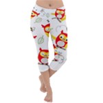 Seamless Pattern Vector Owl Cartoon With Bugs Lightweight Velour Capri Yoga Leggings