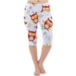 Seamless Pattern Vector Owl Cartoon With Bugs Lightweight Velour Cropped Yoga Leggings