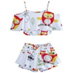 Seamless Pattern Vector Owl Cartoon With Bugs Kids  Off Shoulder Skirt Bikini