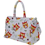 Seamless Pattern Vector Owl Cartoon With Bugs Duffel Travel Bag