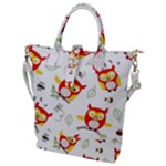 Seamless Pattern Vector Owl Cartoon With Bugs Buckle Top Tote Bag