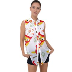 Sleeveless Chiffon Button Shirt 
