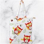 Seamless Pattern Vector Owl Cartoon With Bugs Double Zip Up Tote Bag