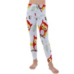 Seamless Pattern Vector Owl Cartoon With Bugs Kids  Lightweight Velour Leggings