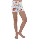 Seamless Pattern Vector Owl Cartoon With Bugs Kids  Lightweight Velour Yoga Shorts