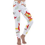 Seamless Pattern Vector Owl Cartoon With Bugs Kids  Lightweight Velour Classic Yoga Leggings