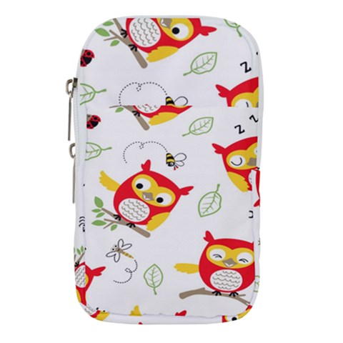 Seamless Pattern Vector Owl Cartoon With Bugs Waist Pouch (Small) from ArtsNow.com