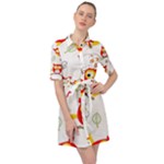 Seamless Pattern Vector Owl Cartoon With Bugs Belted Shirt Dress