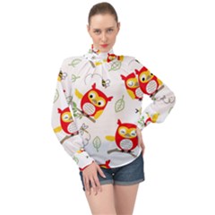 High Neck Long Sleeve Chiffon Top 