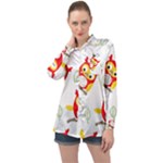 Seamless Pattern Vector Owl Cartoon With Bugs Long Sleeve Satin Shirt