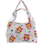Seamless Pattern Vector Owl Cartoon With Bugs Double Compartment Shoulder Bag