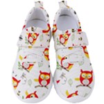 Seamless Pattern Vector Owl Cartoon With Bugs Women s Velcro Strap Shoes