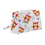 Seamless Pattern Vector Owl Cartoon With Bugs Wristlet Pouch Bag (Medium)