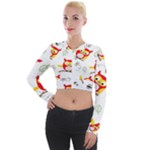 Seamless Pattern Vector Owl Cartoon With Bugs Long Sleeve Cropped Velvet Jacket
