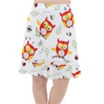 Seamless Pattern Vector Owl Cartoon With Bugs Fishtail Chiffon Skirt