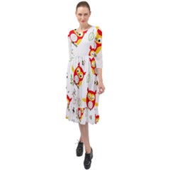 Ruffle End Midi Chiffon Dress 