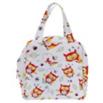 Seamless Pattern Vector Owl Cartoon With Bugs Boxy Hand Bag