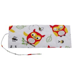 Seamless Pattern Vector Owl Cartoon With Bugs Roll Up Canvas Pencil Holder (S) from ArtsNow.com