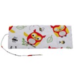 Seamless Pattern Vector Owl Cartoon With Bugs Roll Up Canvas Pencil Holder (S)