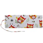 Seamless Pattern Vector Owl Cartoon With Bugs Roll Up Canvas Pencil Holder (M)