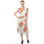 Seamless Pattern Vector Owl Cartoon With Bugs Keyhole Neckline Chiffon Dress