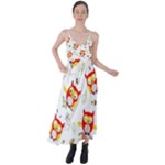 Seamless Pattern Vector Owl Cartoon With Bugs Tie Back Maxi Dress