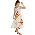 Seamless Pattern Vector Owl Cartoon With Bugs Summer Maxi Dress