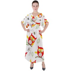 V-Neck Boho Style Maxi Dress 