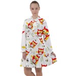 Seamless Pattern Vector Owl Cartoon With Bugs All Frills Chiffon Dress