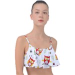 Seamless Pattern Vector Owl Cartoon With Bugs Frill Bikini Top