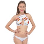 Seamless Pattern Vector Owl Cartoon With Bugs Cross Front Halter Bikini Top