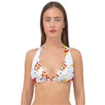 Seamless Pattern Vector Owl Cartoon With Bugs Double Strap Halter Bikini Top