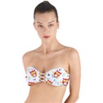 Seamless Pattern Vector Owl Cartoon With Bugs Twist Bandeau Bikini Top