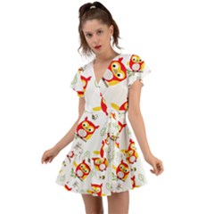 Flutter Sleeve Wrap Dress 