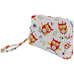 Seamless Pattern Vector Owl Cartoon With Bugs Wristlet Pouch Bag (Small) from ArtsNow.com