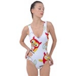 Seamless Pattern Vector Owl Cartoon With Bugs Side Cut Out Swimsuit